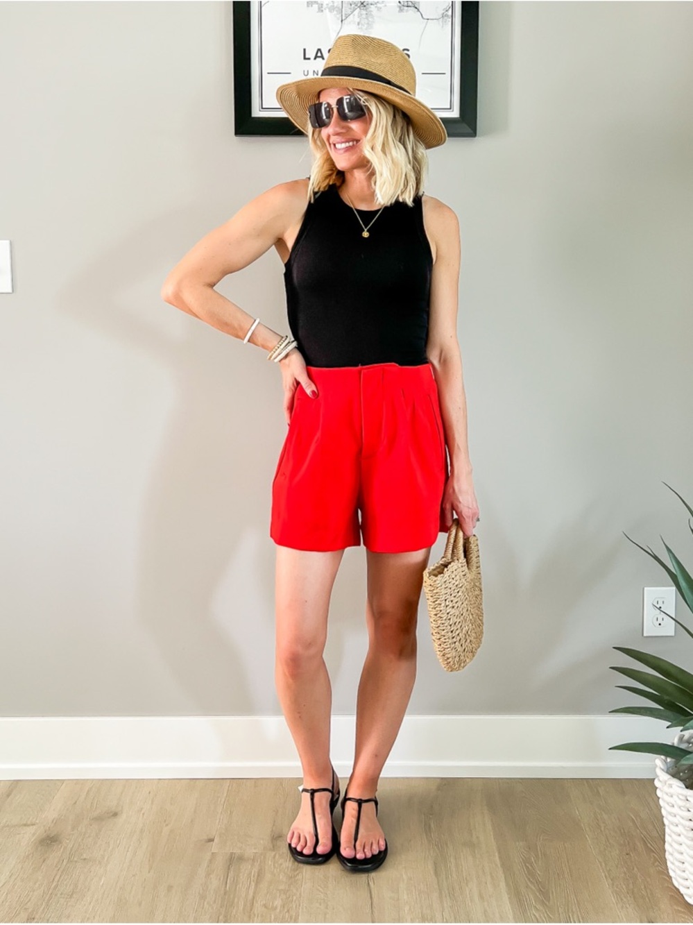 Classic High-Waist Red Women’s Shorts